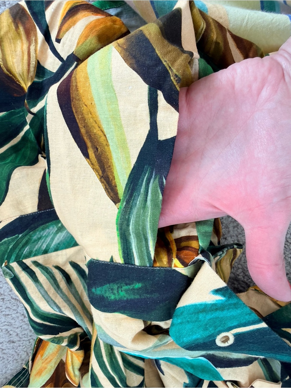 NWT FARM Rio Tropical Leaf Print Belted Jumpsuit — Green & Cream - Picture 12 of 16